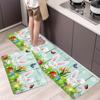 1Pcs Easter Themed Kitchen Mat Soft  Cute Bunny Egg And Wood Grain Print Kitchen Floor Mat Waterproof Non-slip Oil-proof Floor Mat Runner Rug