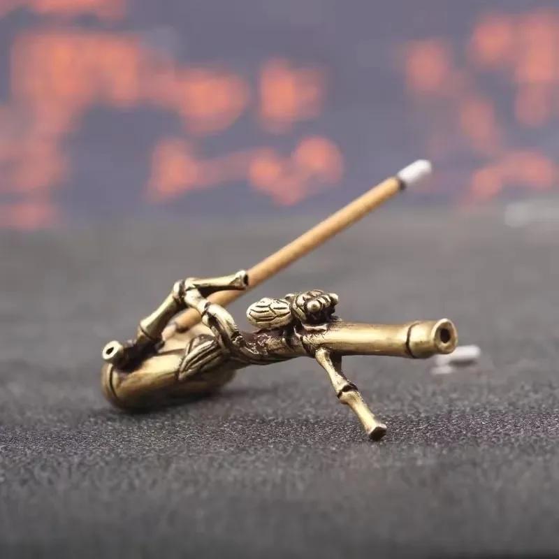 1 Pcs Pure Copper Bamboo Fly Peace Incense Burners Decorations Vintage Brass Sandalwood Incenser Tea Table Ornaments Home Decor