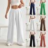 High Waisted Women's Straight Leg Pants Casual Solid Color Wide Leg Pants With Side Zipper