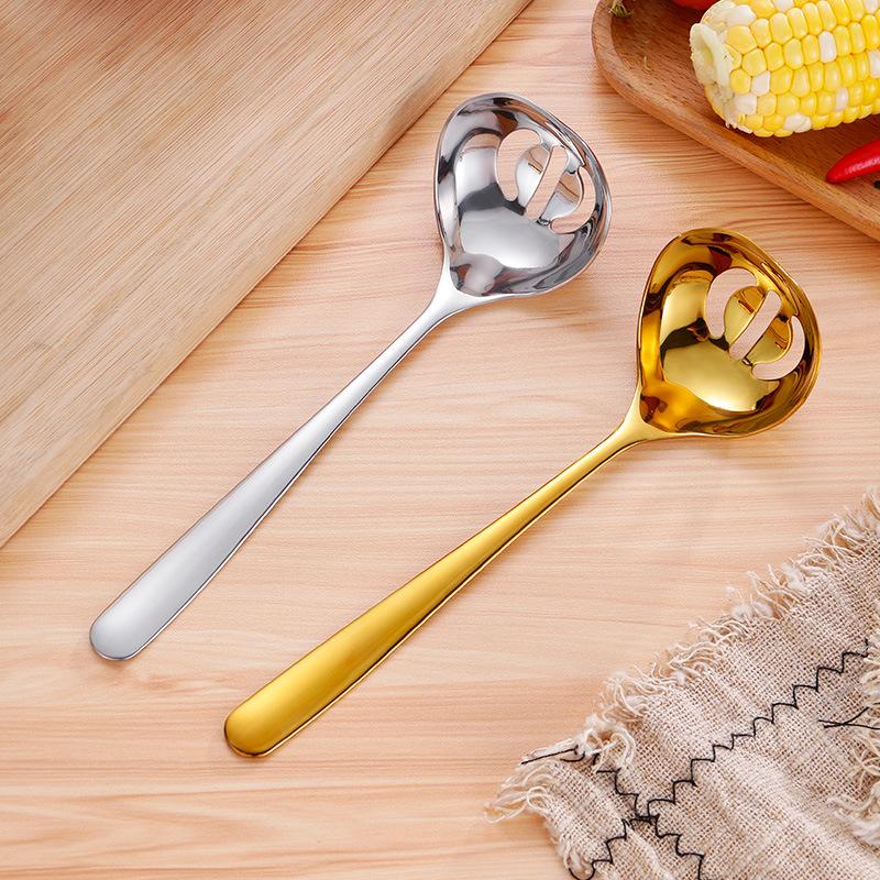 304 Stainless Steel Thicken Long Handle Spoon Home Kitchen Tableware Soup Spoons Ladle Colander Cutlery Cooking Utensils