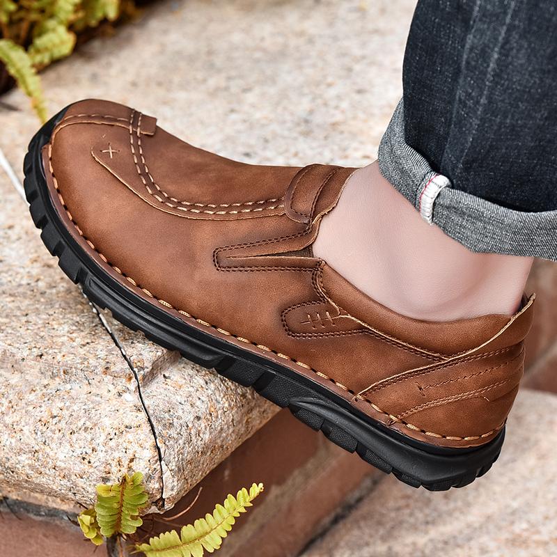 38-46 Retro Cow Leather Shoes Men Loafers Handmade Casual Leather Shoes Moccasins Men Flats Shoes