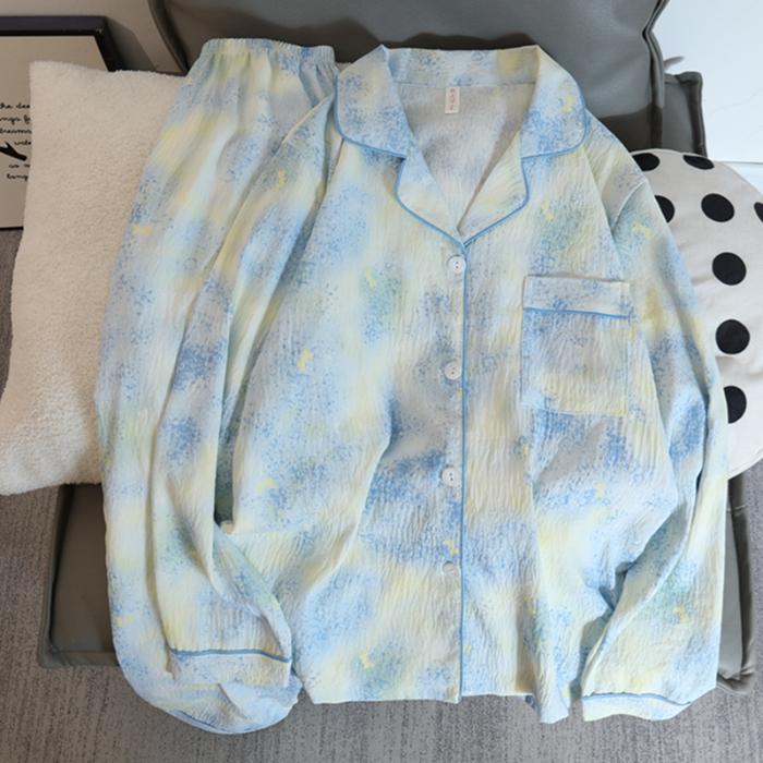 Женская пижама осень-весна с длинным рукавом, мягкий комплект для сна с вишневым цветочным рисунком, пижама для женщин, домашний комплект для сна, кардиган