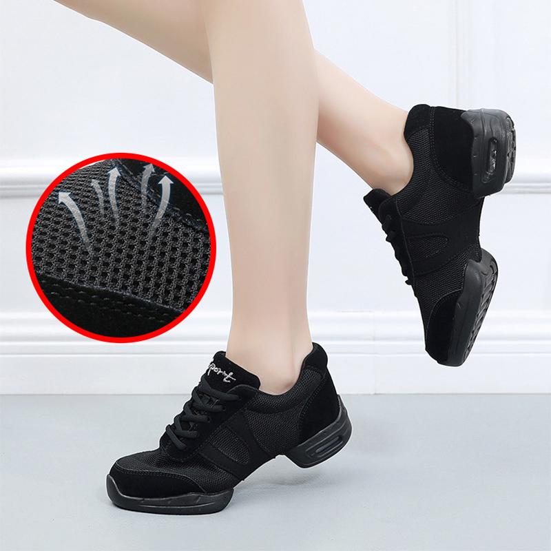 Танцевальная обувь для мужчин и женщин, современные джазовые кроссовки с мягкой подошвой, аэробика, дышащие легкие мужские танцы, фитнес, спорт, черные