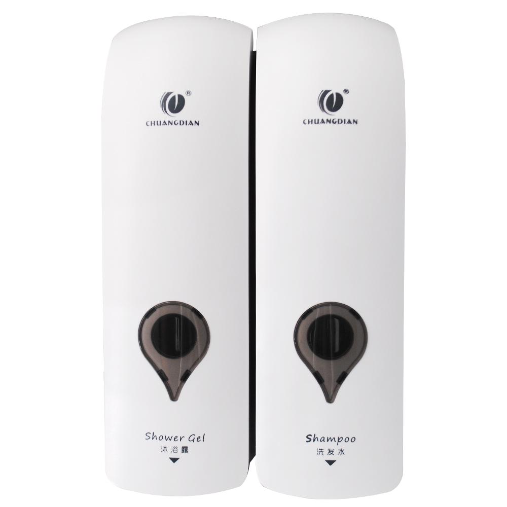 CHUANGDIAN 300ml*2 Wall Mounted Double-Head Manual Soap Dispenser Shower Gel Liquid Shampoo Dispenser Holder