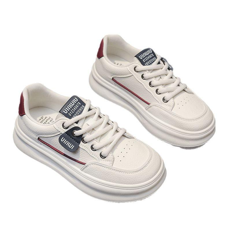 Leather Little White Shoes Women's 2025 New Spring Popular Thick Baseplate Shoes Women's Sports and Leisure Versatile Muffin Women's Shoes