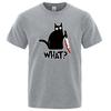 Funny Knife Cat Cartoon Printed T-Shirt Women Unisex Fashion Casual Short Sleeves Loose Oversized Cotton Tshirt Summer Breathable Tees