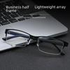 Color-Changing Half-Frame Anti-Blue Light Men's Glasses - Net Celebrity Style, Non-Prescription, Ideal for Business or Myopia Use.