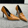 Shallow Solid Women Pumps Slip On Belt Buckle Stiletto High Heel Pointed Toe Pumps Fashion Casual 2025 New Arrivals Autumn Pumps