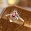 Gorgeous Red Oval Zircon Rings for Women Gold Color Wedding Band Accessories Fashion Luxury Jewelry Gifts