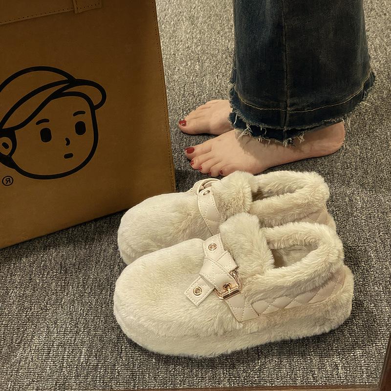 Fashion 2024 Luxury Fluffy Fur Loafers Women Winter Warm Plush Furry Flat Shoes Designer Peals Indoor Home Footwear Cozy Moccasin Flats