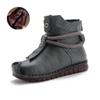Genuine Leather High Quality Ankle Boots Women's Boots New Short Boot Winter Purple Gray Flats Boots