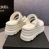 Fashion Women High Platform Slippers New 2025 Summer Beach Flip-Flops Ladies 8CM Wedge Heels Shoes Woman Outside Chunky Sandals
