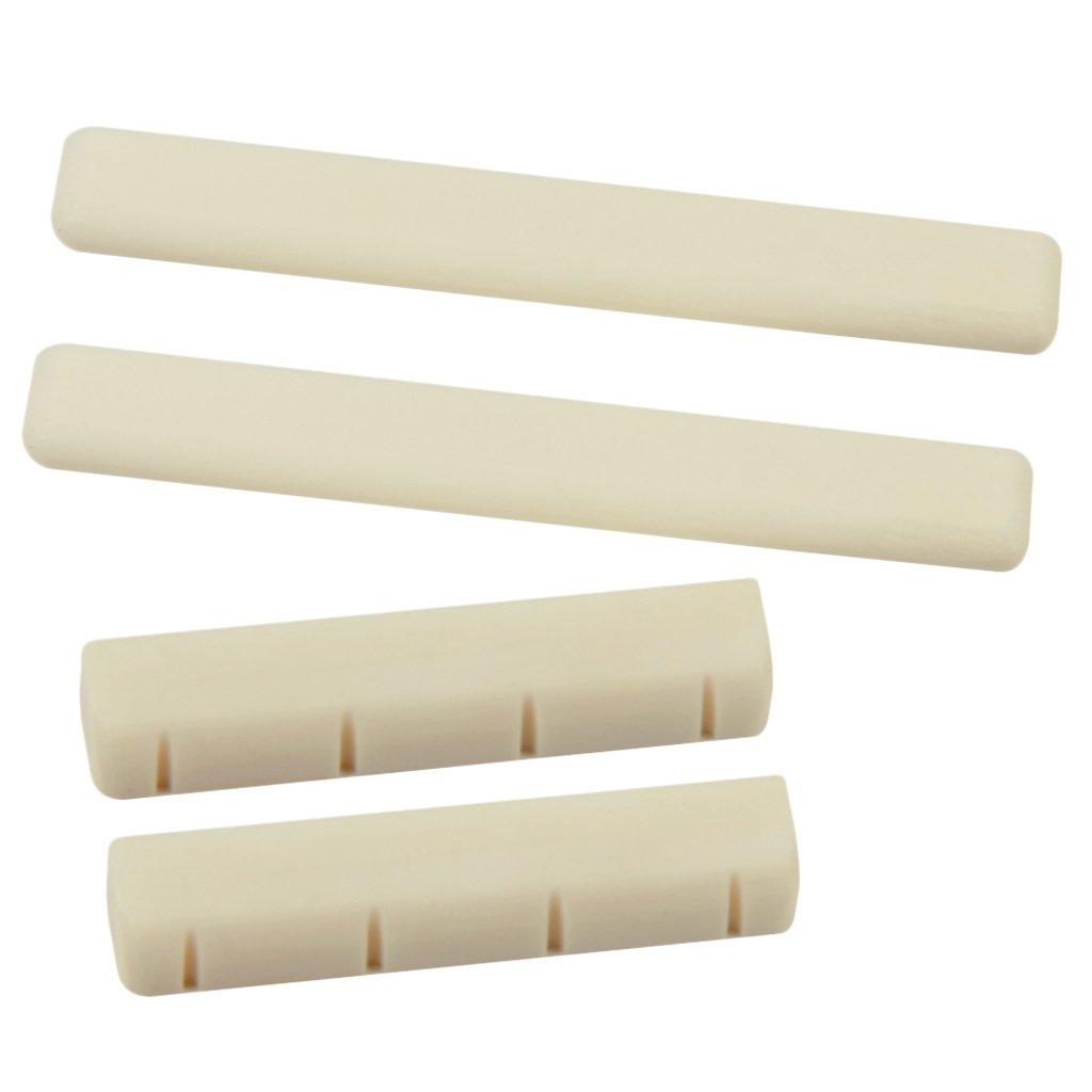 SONONIA 2 Sets Cow Bone Bridge Saddle for Ukulele Stringed Instrument Parts White