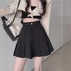 Women's Summer 2024 Black High-Waist A-Line Pleated Mini Skirt