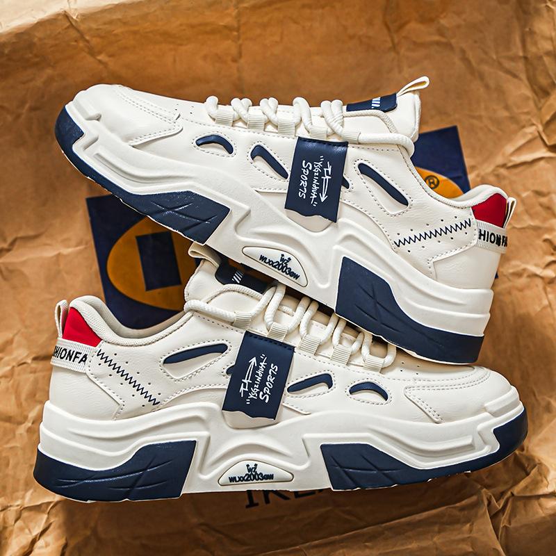 2024 Autumn Men's Shoes Breathable Little White Shoes Men's Trend Versatile Platform Sports Shoes Casual Board Shoes Dad Trendy Shoes
