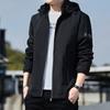 Men's Jacket Spring and Autumn Korean Version Trend Hooded Black Slim Youth New Velvet Jacket