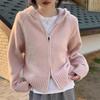 Double Zipper Hooded Knitted Cardigan Women's Autumn and Winter Exterior Design Lazy Gentle Wind Sweater Jacket