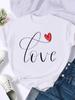 (Asian Size) T Shirt Clothing Love Heart Letter Sweet Casual Fashion Print Female Casual Women's Top Graphic Tee Short Sleeve T-shirts