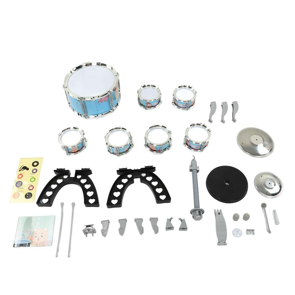 Kids Jazz Drum Set 7 Drums Loud Sound Compact Beginner Drum Kit with Stool for 3 Years Old Above