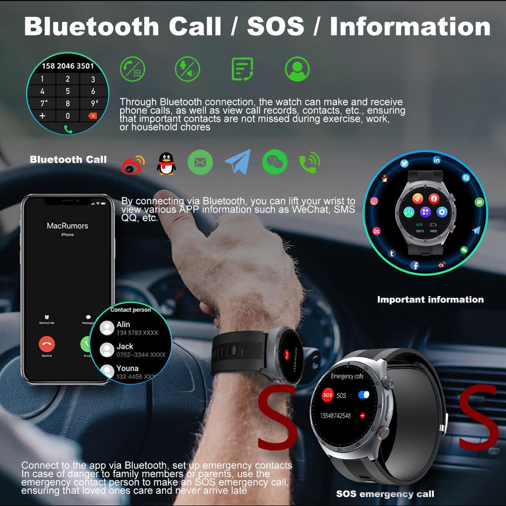 SACOSDING Smart Watch Men Air Pump Sphygmomanometer ECG Blood Pressure Voicebroadcast Airbag Wristband Health Monitoring Smartwatch