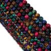 Mixed Colorful Tiger-Eye 4 6 8 10 12mm Red Blue Black Green Loose Beads Loose Beads for Bracelets Jewelry Making DIY