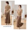 Chinese Style Summer Set: Short-Sleeved Blouse & Wide-Leg Pants for Middle-Aged Women