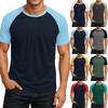 Men's Round Neck Contrast Color Raglan Short Sleeve Top T-shirt