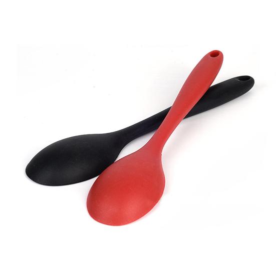Durable Anti-rust Wear-resistant Ergonomic Handgrip Dining Silicone Non Stick Oval Spoon for Dorm Fruit Spoon