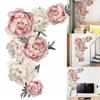 3D Peony Flowers Pattern Wall Sticker Art Decal Background Sticker For Home Living Room Bedroom Decor