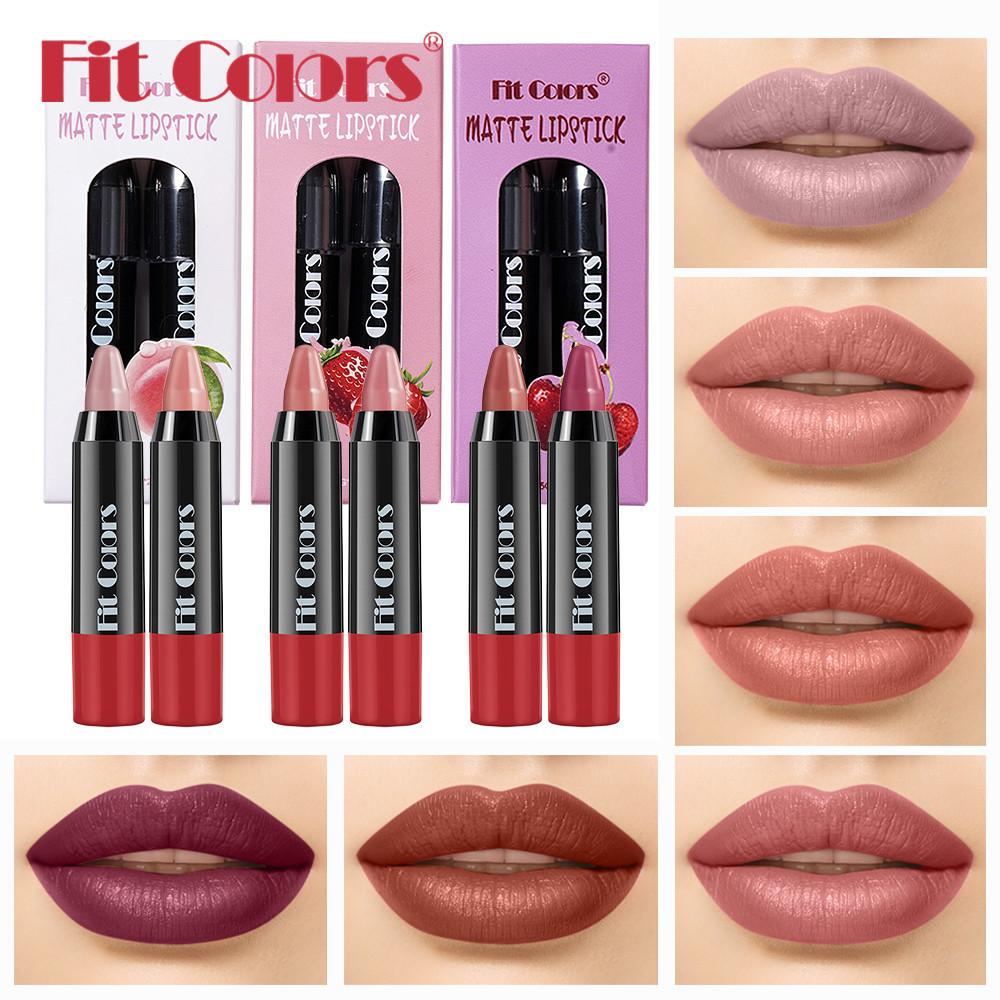 Two Velvet Lipstick Pens In A Box Matte Mist Finish Durable Waterproof Easy Color Crayon Lipstick Pens