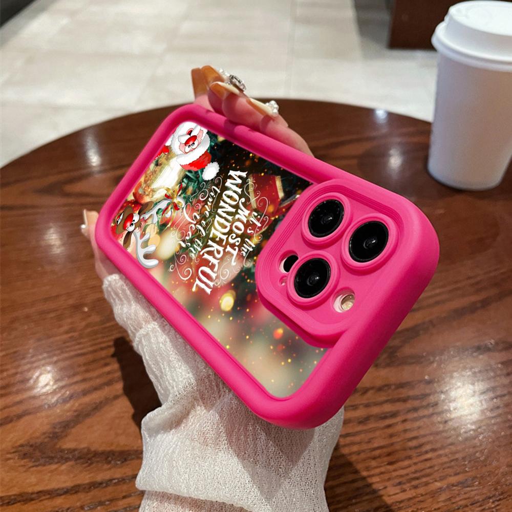 N109 Happy New Year Merry Christmas Design Soft Angel Eyes Phone Cases for iPhone 16 15 14 13 11 Pro Max 8 7 6 Plus 12 Mini XR XS Max Shockproof Cover