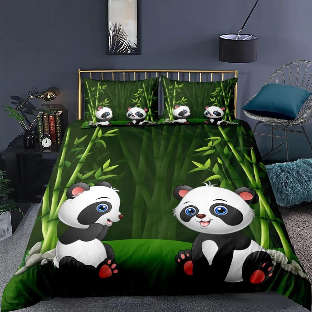 Panda Bear Bedding Sets Animal Duvet Cover Twin Full Single Size and Pillowcase Home Textile 3D Print Bedclothes for Kids Child