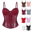 Women's Sexy LaceBack Zip Corset Top Bustier G-string Body Shapewear
