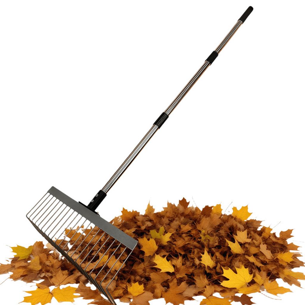 Sturdy Steel Rake With Ergonomic Handle For Efficient Lawn Yard Debris Cleaning And Pet Waste Removal Cleaning Tool
