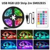 2m DC5V USB LED Strips 2835 RGB Lights LED Strip Light Tape Ribbon TV Background Lighting Home Room Decor Lamp IR Remote Control
