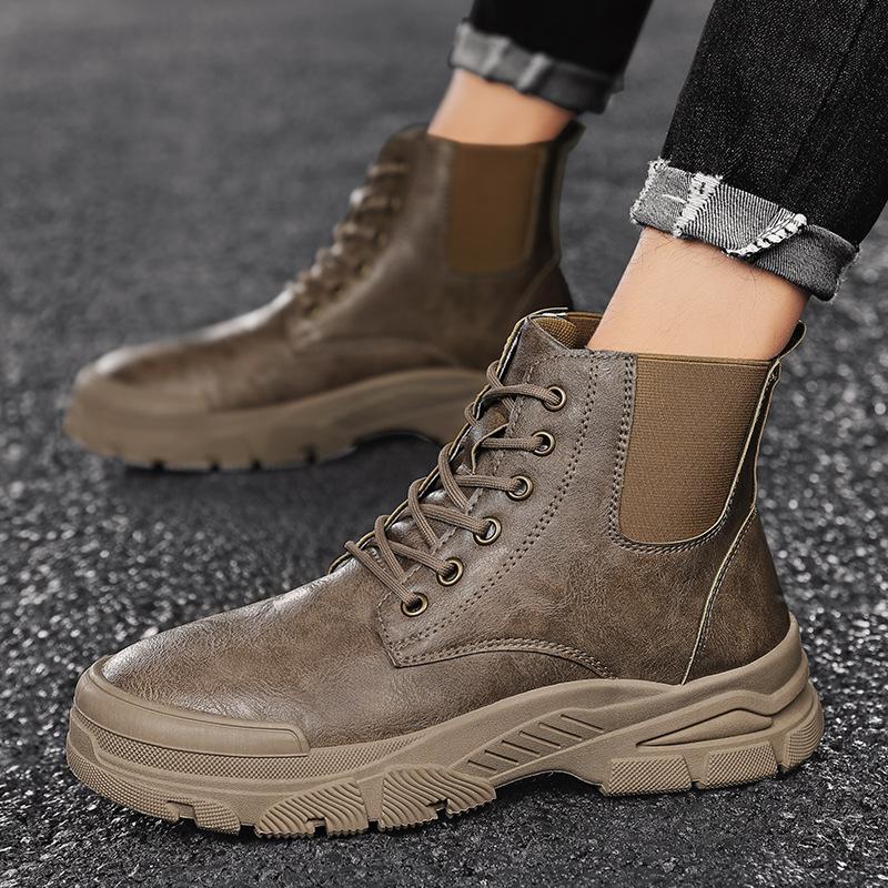New Tooling Shoes Men Casual Leather Booties Autumn Quality High Top 8s Boots Male Platform Ankle Boots Zapatos De Hombre
