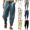 (SU)Men's Casual Loose And Comfortable Casual Pants Cotton Linen  Drawstring Trousers