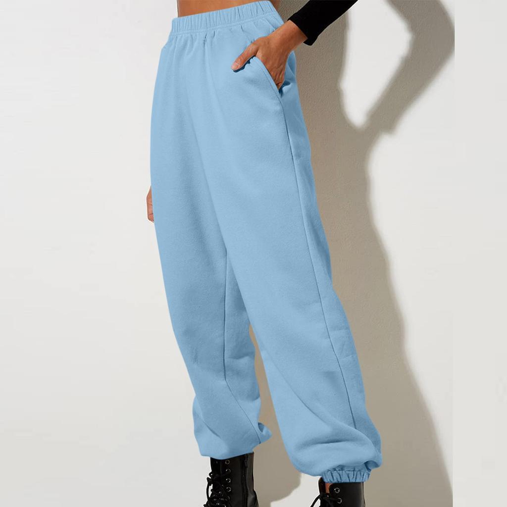 Women's Fashion Sport Solid Color Pocket Casual Sweatpants Pants
