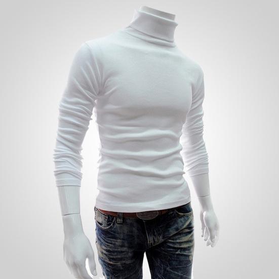 Warm Knitted Shirt Chic Top Turtleneck Solid Color Stretchy Knitted Shirt