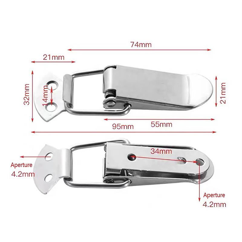 Loaded Draw Toggle Clamp Hasps Latch Catch Duck-Mouth Buckle Hook Wooden Box Hasps Clamp Metal Spring Catch Clasp