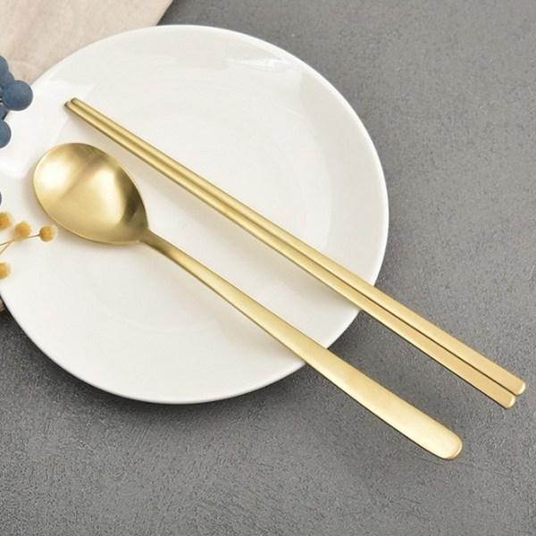 Willive Domestic Stainless Steel Cutlery Set, Titanium, Spoon + Chopsticks, 2 Sets, Korean Popular Tableware