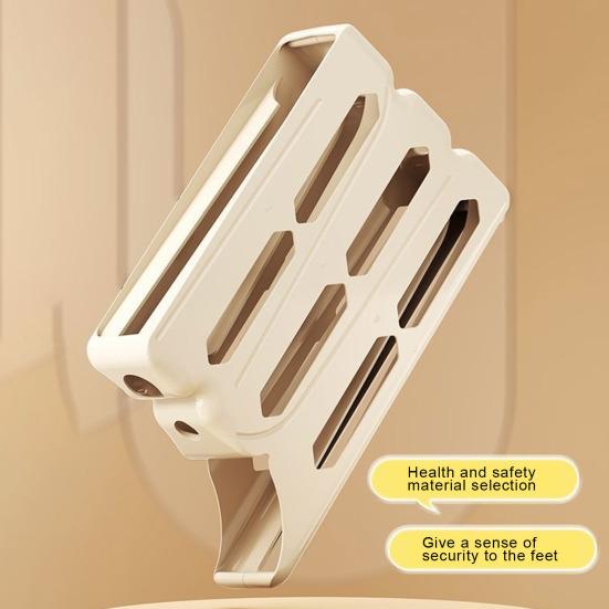 Fridge Egg Storage Box Four Tiers Automatic Rolling Large Capacity Space-Saving 30 Egg Organizer Refrigerator Side Door Egg Dispenser