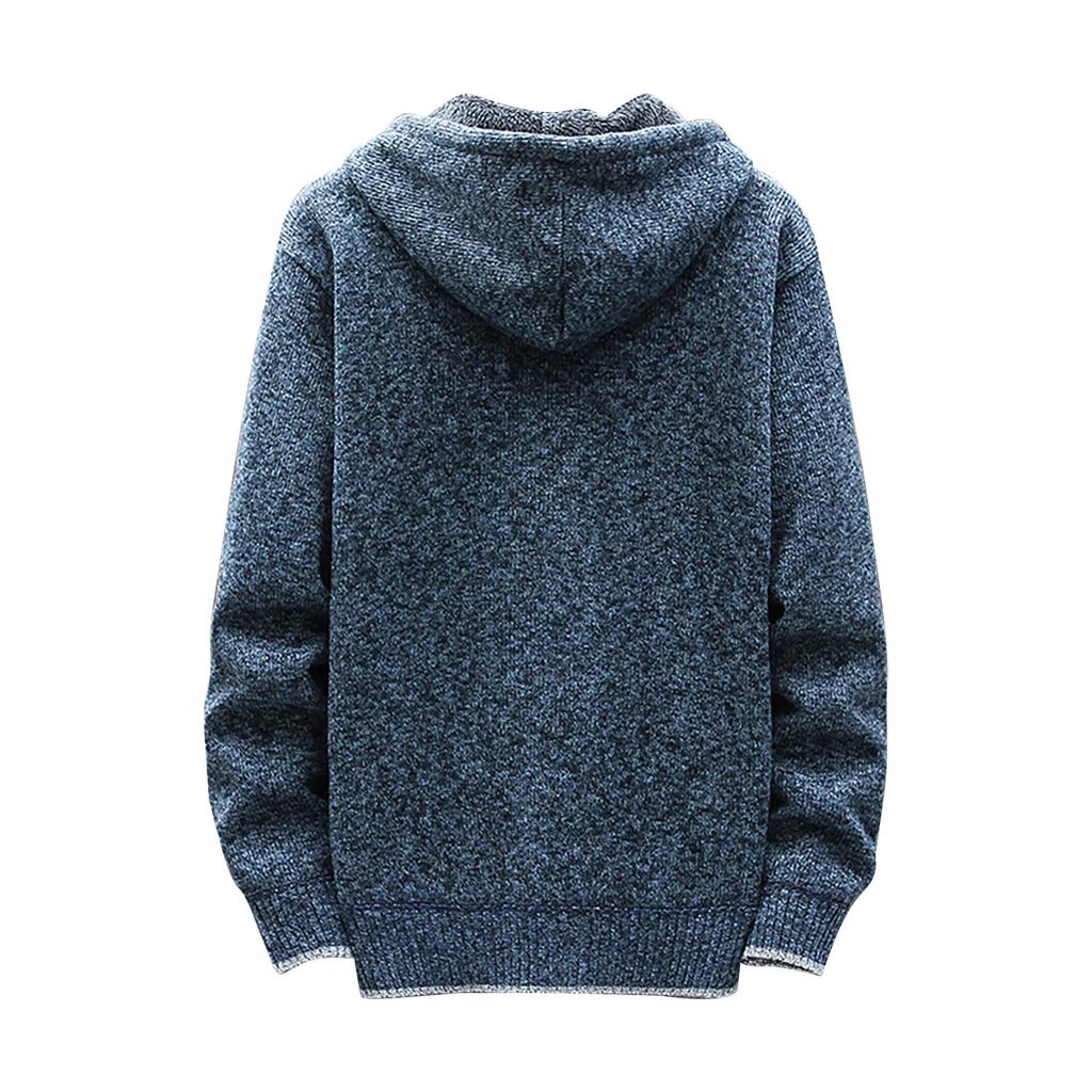 Men's Fall And Winter Casual Sweater Jacket Warm Knit Sweater Hooded Hoodie