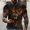 Beast Wild Wolf 3D Printing Black Series New Summer Men's T-shirt Short-sleeved Oversized Top Fashion Streetwear O-neck