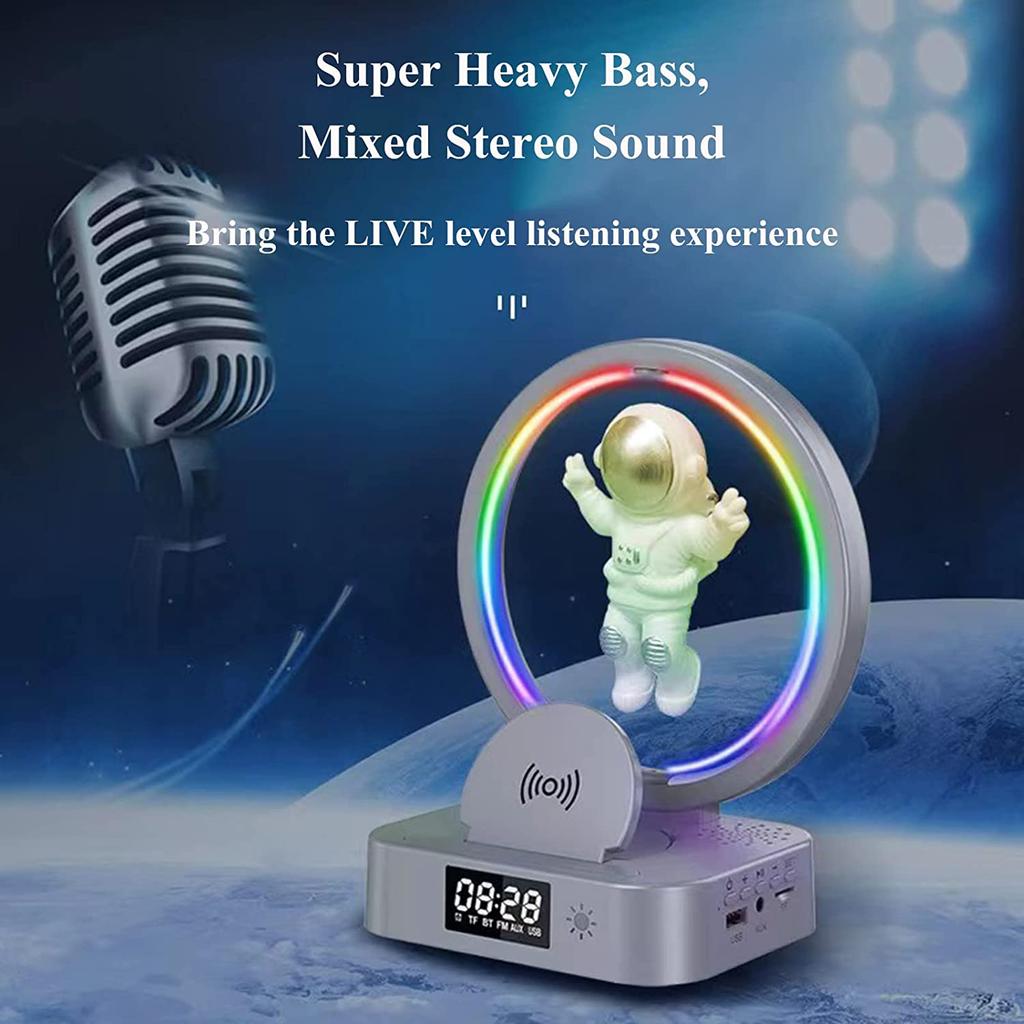 Multifunctional Wireless Charger Stand Alarm Clock Speaker RGB Light TF Fast Charging Station for iPhone X 11 12 13 14