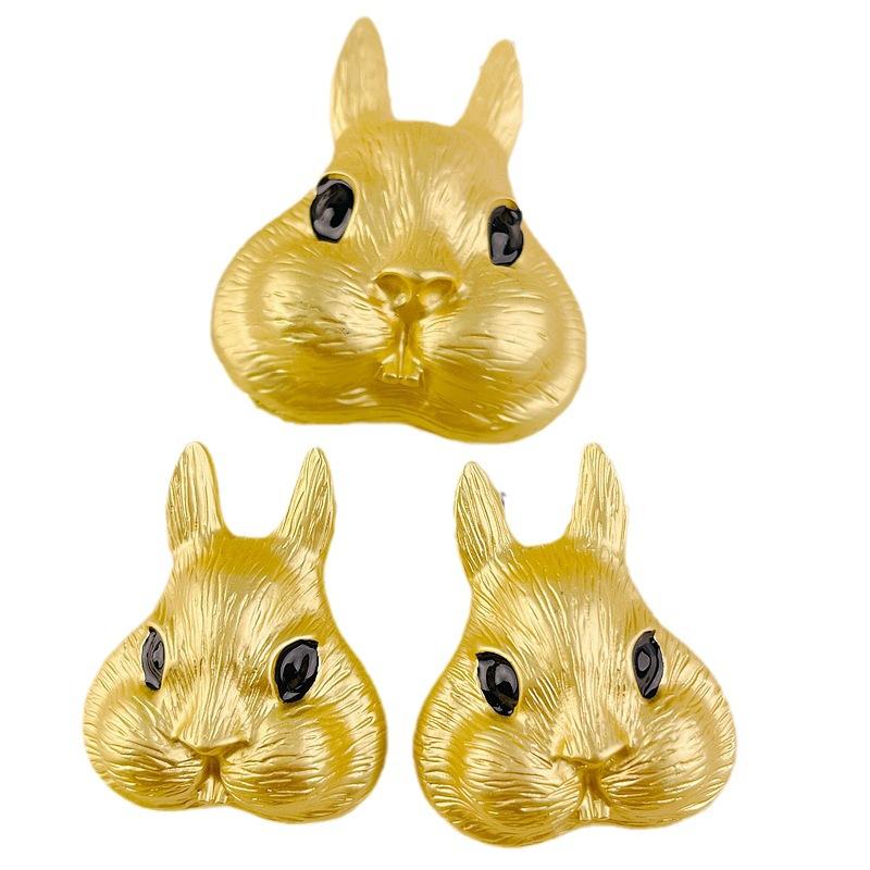 Vintage Women Men Classic Rabbit Design Brooches Earrings Baroque Palace Style Unisex Metal Crystal Animal Pins Badges Jewelry
