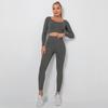 Women's Seamless Yoga Suit Sweat Absorbing Peach Hip High Waist Fitness Tight Long Sleeve Sports Pants Set
