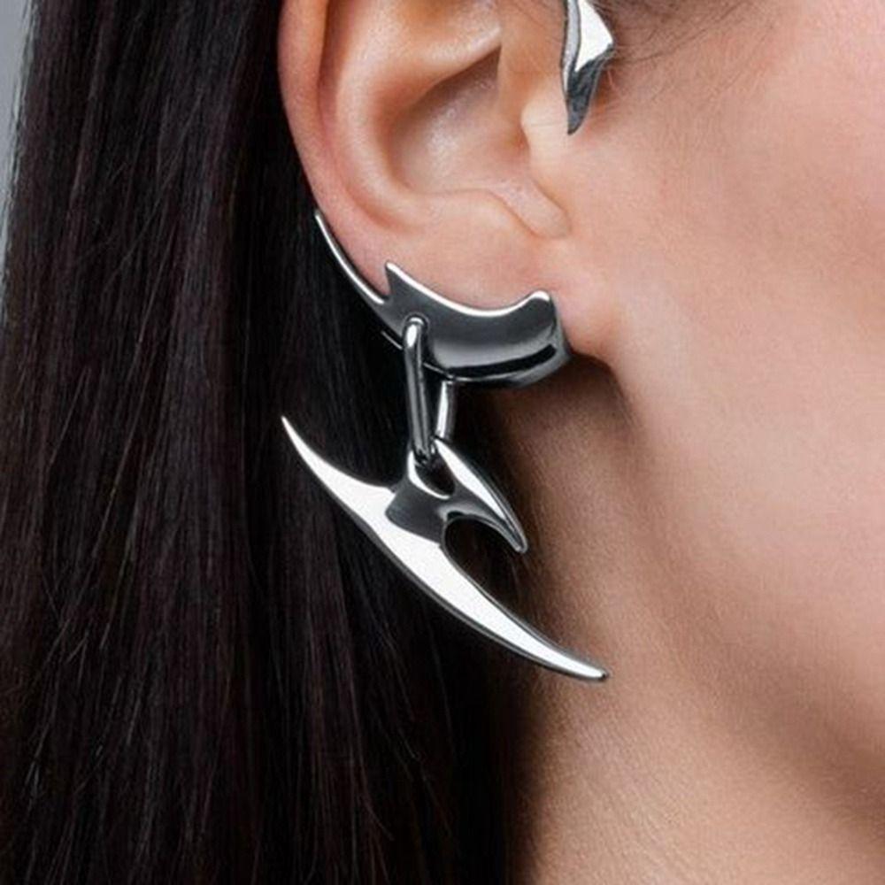 Hip Hop Gothic Punk  Earrings Exaggerated Eardrop Trendy Cyberpunk Ear Clip  Women Men