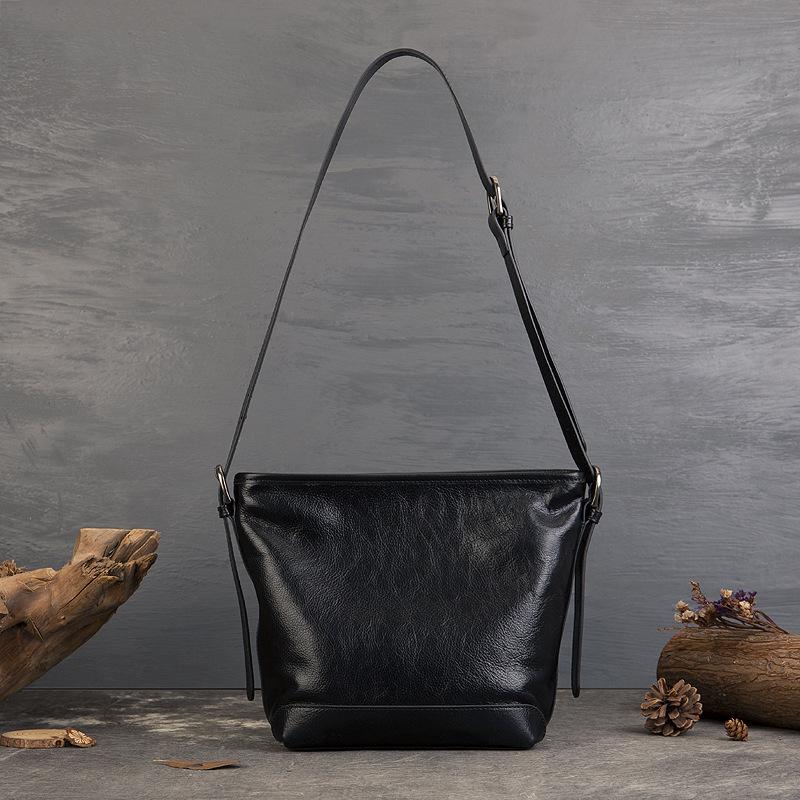 Женская сумка винтажная сумка-ведро из коровьей кожи с растительным дублением, повседневная сумка через плечо большой емкости