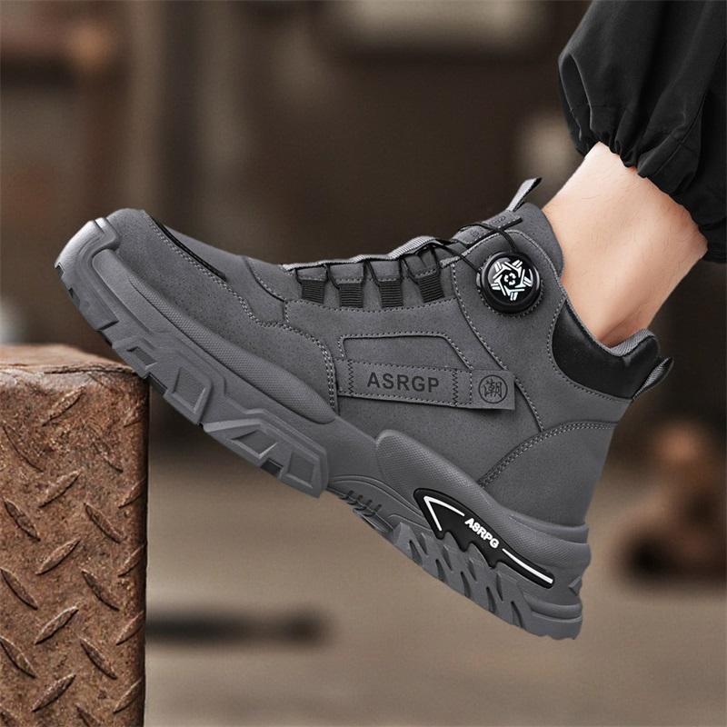 Men’s Black Deserts Shoes Casual Hiking Boots Grey Outdoor Sport Boots Plus Size High Top Sneakers